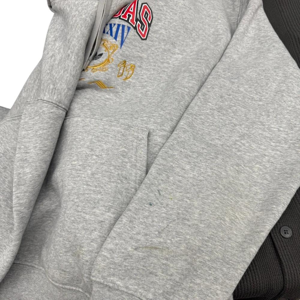 Size Medium - Adidas Originals Grey Collegiate Graphic Hoodie Trefoil MMXXIV